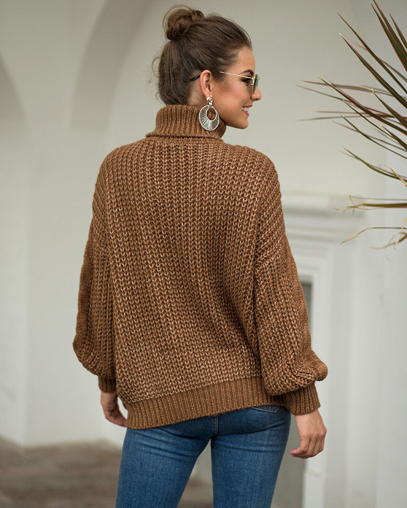 Loose Fit Knitted Turtleneck Sweater