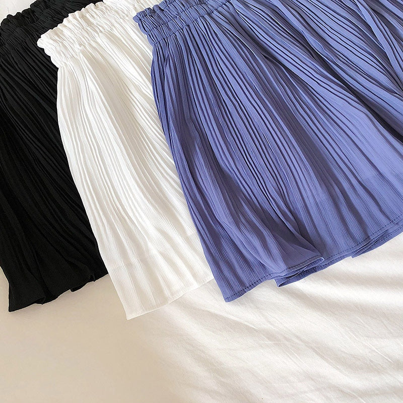 Solid Chiffon Skirt With Shorts Lining