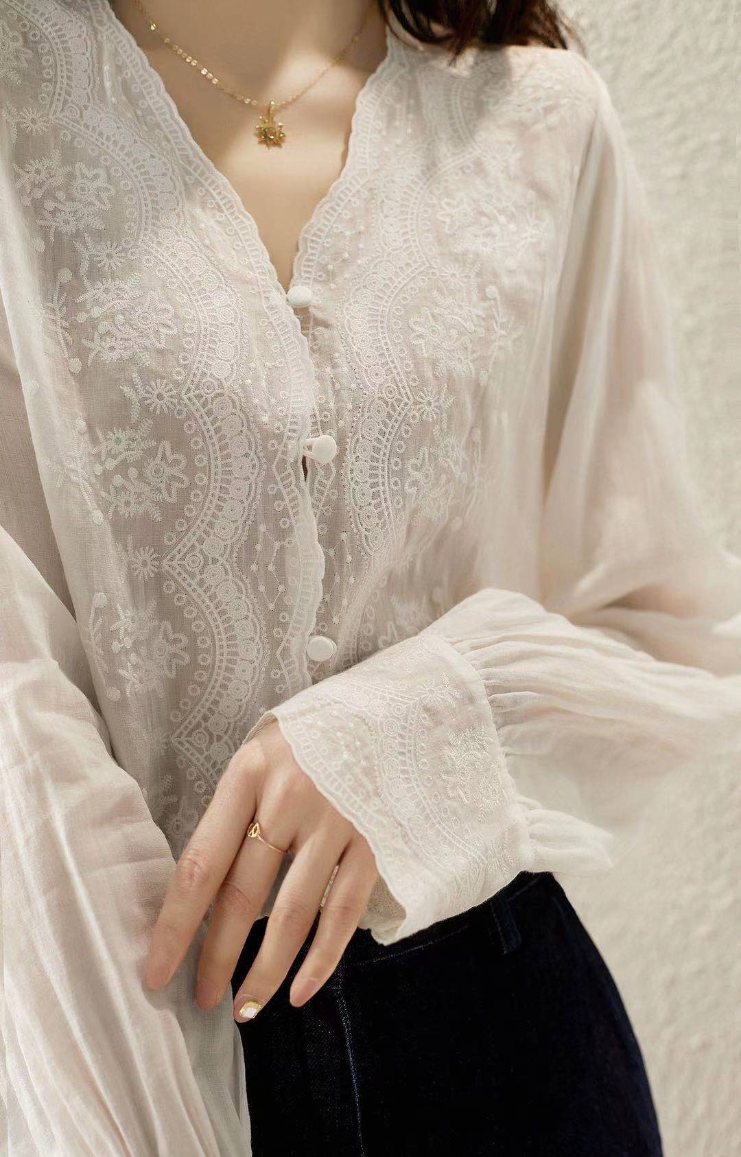 French Embroidery Elegant Blouse