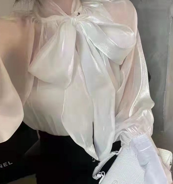 Delicate Blouse With A Bow