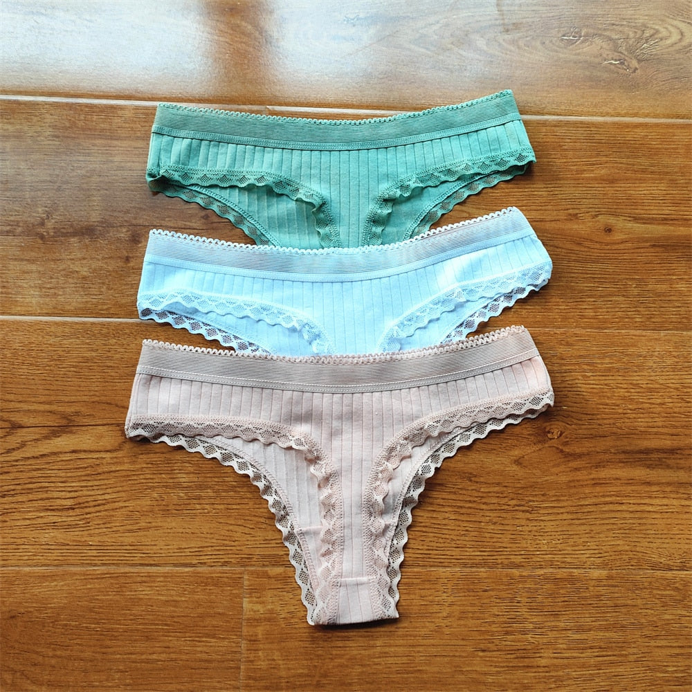 3 Pcs Low Waisted Cotton Thong