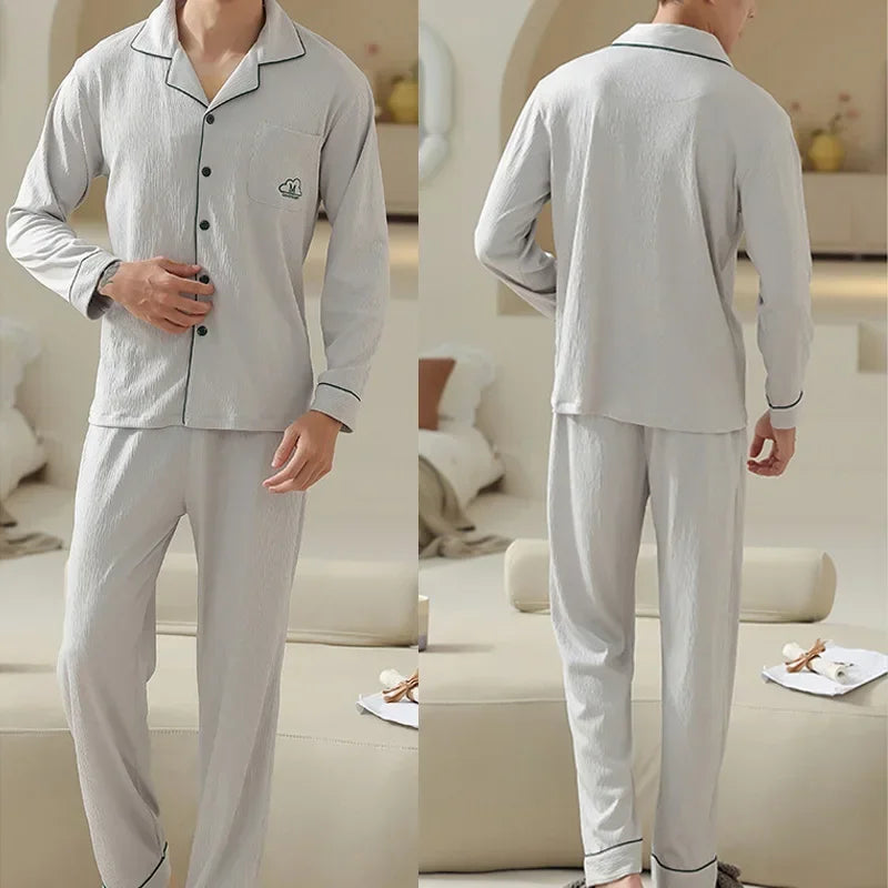 Long Sleeved Mens Pajamas Set