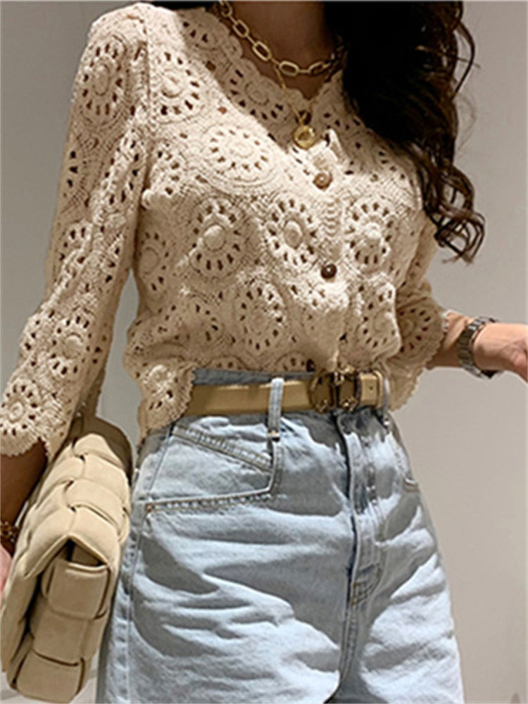 Chic Hollowed Out Blouse
