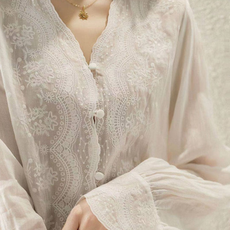 French Embroidery Elegant Blouse