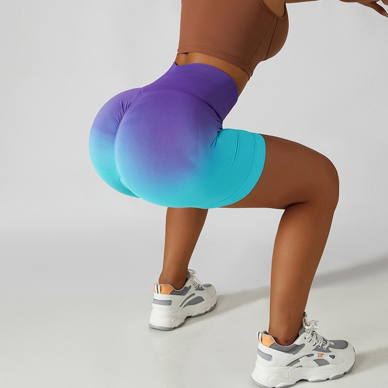 Ombre Seamless Gym Shorts With Scrunch Effect