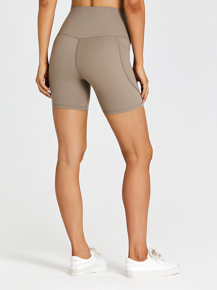 High Waisted Yoga Shorts with Side Pockets